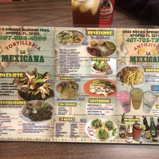 Back of menu as of 2/9/22