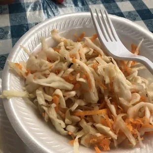 a plate of coleslaw