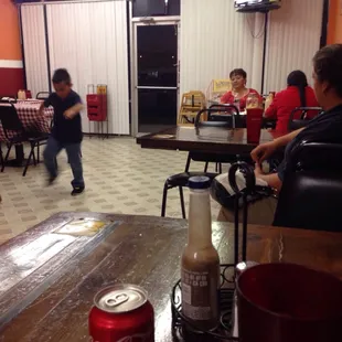 Pretty slow during the week. Little boy dancing in the middle. :-)