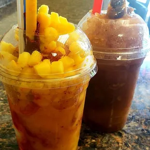 two drinks on a counter