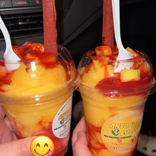 Such yummy mangonadas!! Left one has half strawberry and would definitely get again