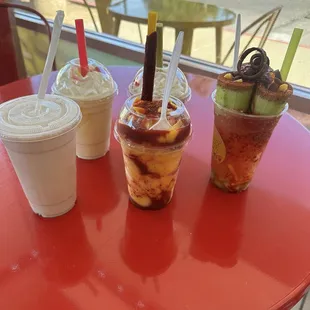 Mangonada,milk shake ,horchata,pina colada ,watermelon smoothie