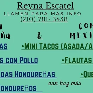 Some items of our menu