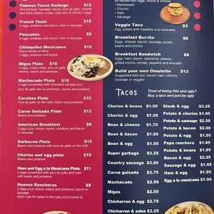 Partial menu