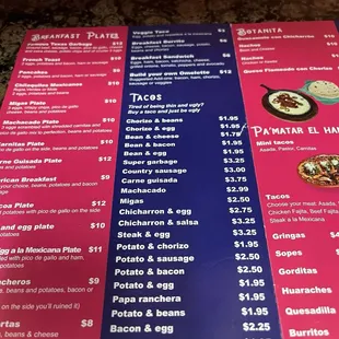 Partial menu