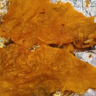 Sad tortilla full of grease.