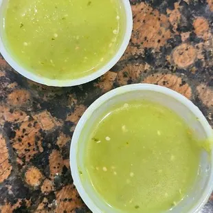 Mystery green sauce.