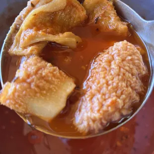 Menudo with hominy. Very clean place and they offer a variety of Mexican food.