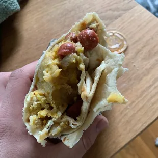 "Breakfast sausage" burrito...