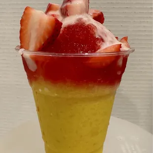 Raspado vainilla y fresa