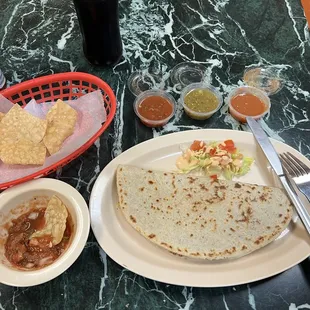 Mostly eaten salsa and chips. Ordered a huitlacoche de quesadilla... really yummy!