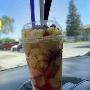 a drink in a plastic cup