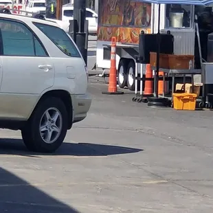 The overhanging umbrella that scratched my truck that belongs to the restaurant
