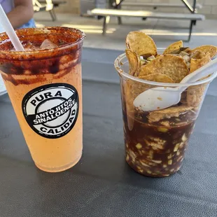 Squirt preparada and shrimp tosticeviche