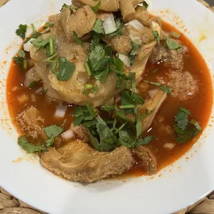 Their caldos are so good!  I love their menudo...all carne and spiced just right!  I get them to go and serve me up a fancy big bowl!