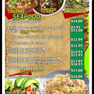 a menu for a mexican restaurant