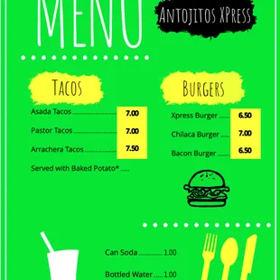 a menu for a restaurant