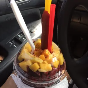 a dessert in a car