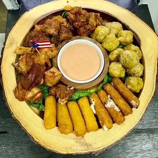 a platter of appetizers