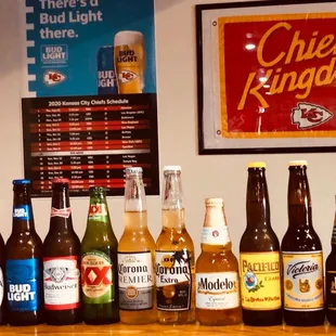 a variety of beer bottles