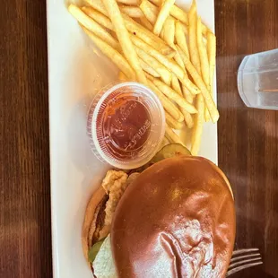 Crispy Chicken Sandwich with fries