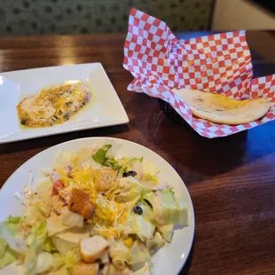 Bottomless salad, and a half order of the eggplant dip, with bread to dip it in.  One of best things I've ever tasted.