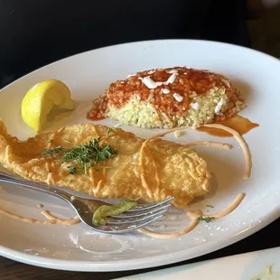 Fried catfish w rice
