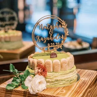 Matcha 2-tier wedding cake!