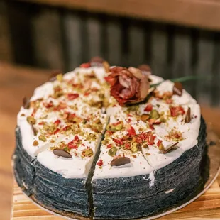 Pistachio, beautifully decorated in rose petals