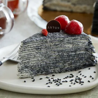 Black Sesame Mille Crepe Cake Slice 3PD