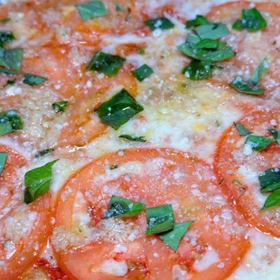 a closeup of a pizza