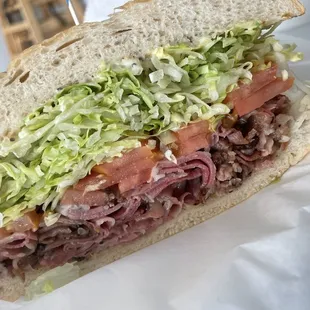 Pastrami on hoagie roll