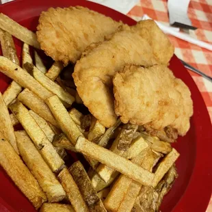Children's chicken fingers and fries