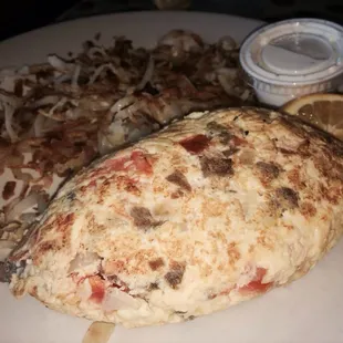 I just had them create a Mediterranean Omelette &amp; it was amazing! Gyro, Onion, tomatoes, Swiss cheese &amp; tzatziki sauce.