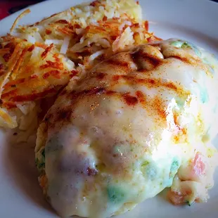 Veggie Omelette with cheese &amp; egg whites.