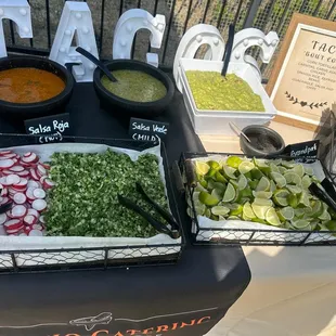 Salsa and condiment bar.