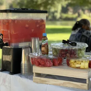 Fresh fruit and Strawberry lemonade