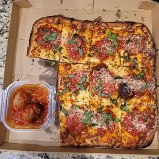 Grandma's Classica with a side of meatballs