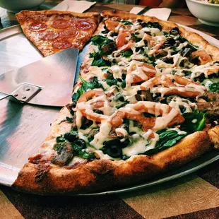 Vegetarian and Pepperoni Slices