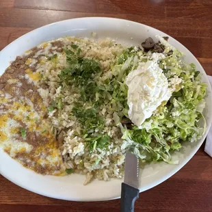 Sopa plate with cilantro rice