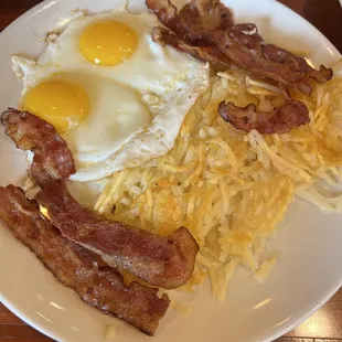 Eggs, hash, and bacon