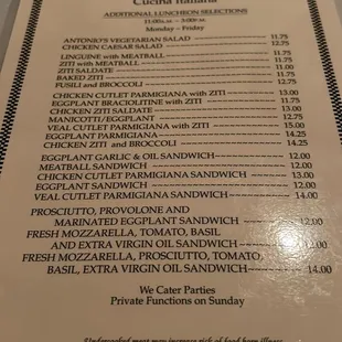 menu