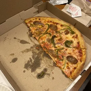 Sausage, peppers, and onion.