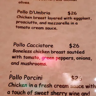 Food menu