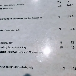 menu