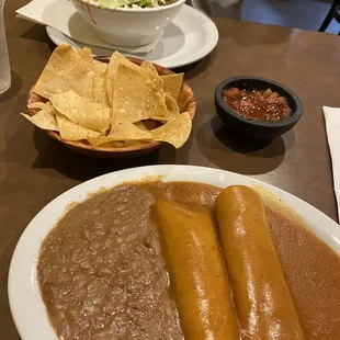 Chicken enchilada combo with no rice or cheese. So good!