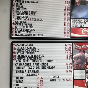 a menu for a mexican restaurant