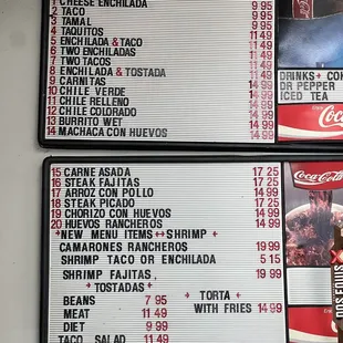 a menu for a mexican restaurant