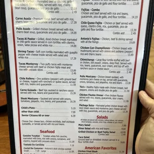 the menu