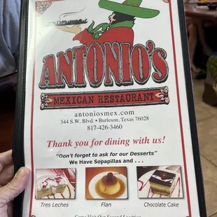 a menu for a mexican restaurant